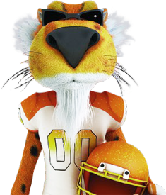 Chester dressed as a football player